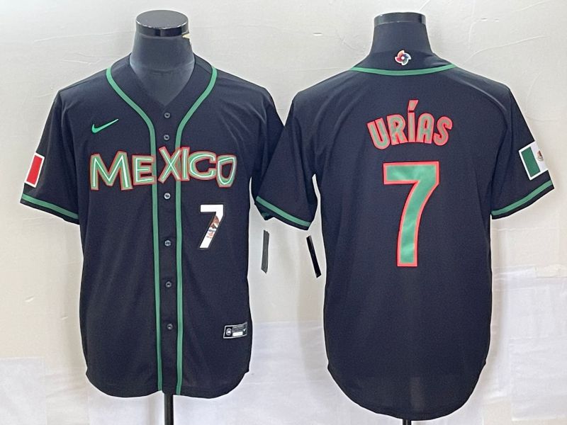 Men 2023 World Cub Mexico #7 Urias Black green Nike MLB Jersey